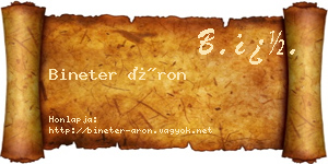 Bineter Áron névjegykártya